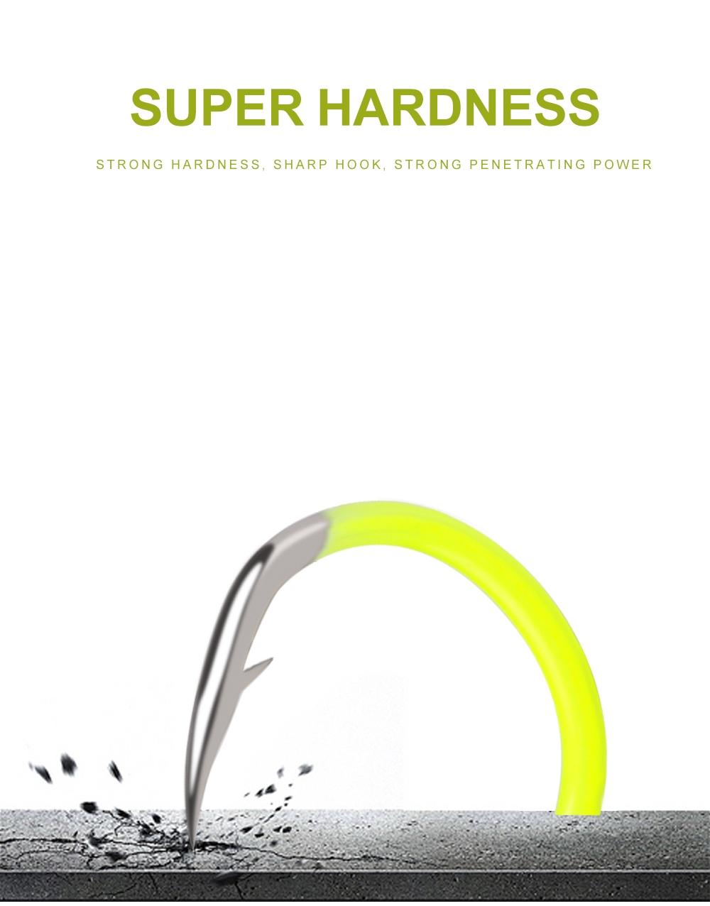 FTK Ise-ni Fishing Hooks, Fluorescent Yellow, Flattened, 50pcs, Stainless Steel, High-Carbon Steel, Barbed