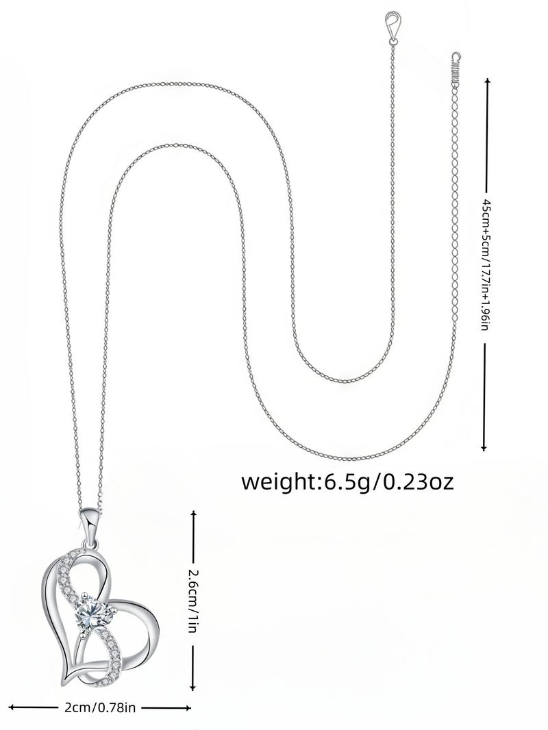 The "Double Heart Diamond Vow" new style high-end heart-shaped pendant gemstone necklace, paired with the eternal flower rose teddy bear gift box. It is an ideal Valentine's Day gift. Love Heart Necklace