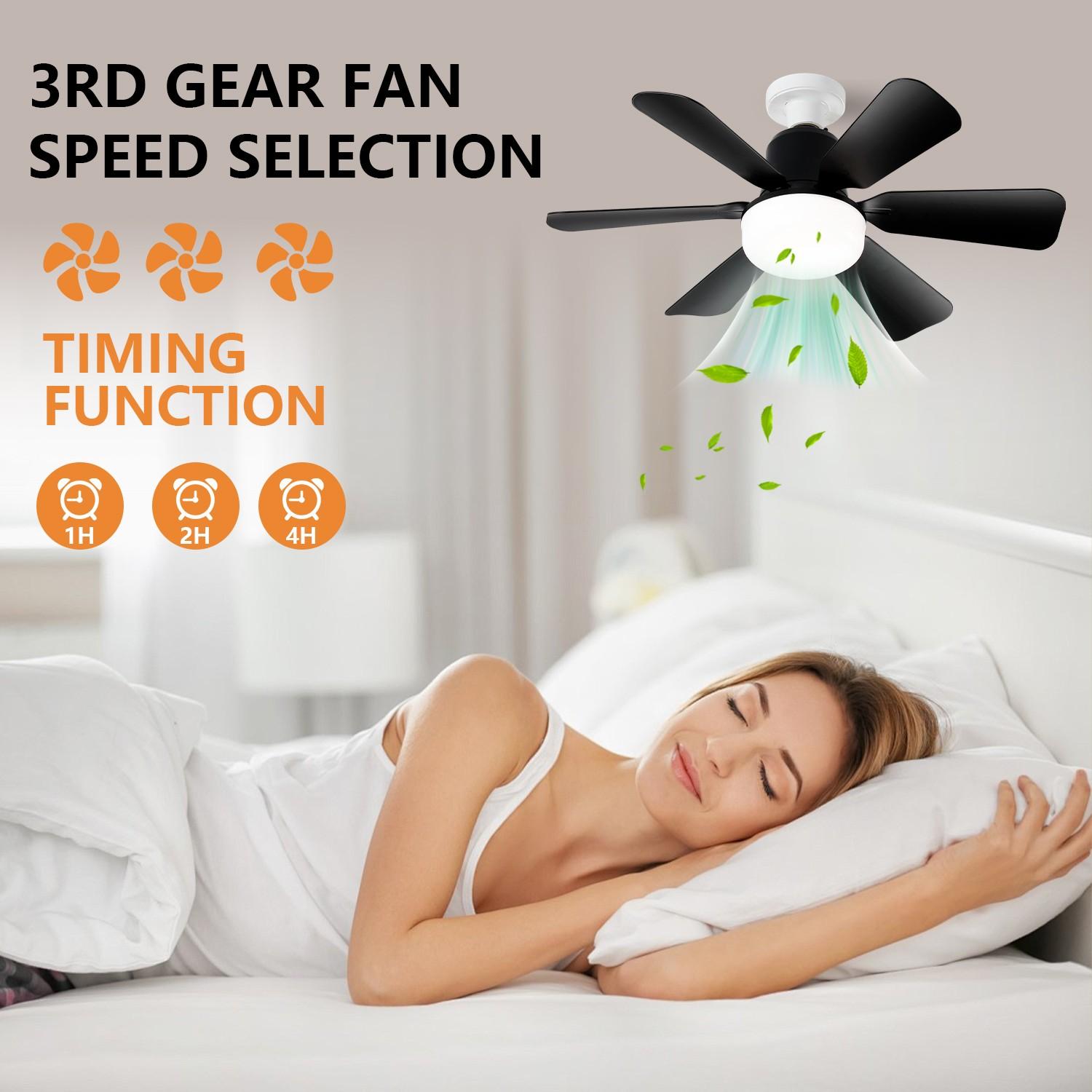E27 Socket Fan Light Lamp, Adjustable Dimmable Timer, 3 Color Modes 3000k-6500k, Remote Control, Timer Functionality, Ideal for Bedroom/kitchen/living Room/dining Room/garage/walkway