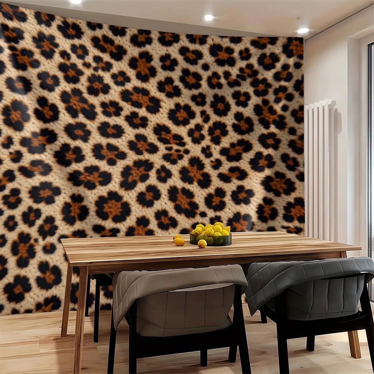 1Pcs Vintage Leopard Print Art Tapestry, Smooth Wrinkle Resistant Durable, Multi-Functional Wall Hanging Decor for Rental & Homestay