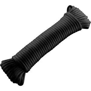 550 Paracord Nylon Rope 50Ft, 7-Strand Parachute Cord for Crafting,Handle Wraps,Camping Rope, 5/32"(4 mm),Black