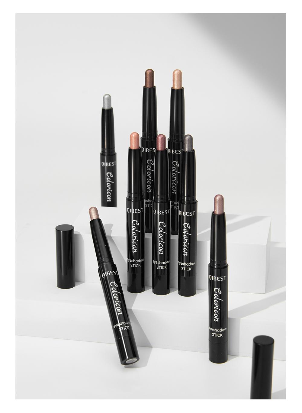 8 Color Shimmer Highlighter Eyeshadow Stick, Long-Lasting Natural Brightening, Lazy Eye Shadow Brush Set, One-Touch Application