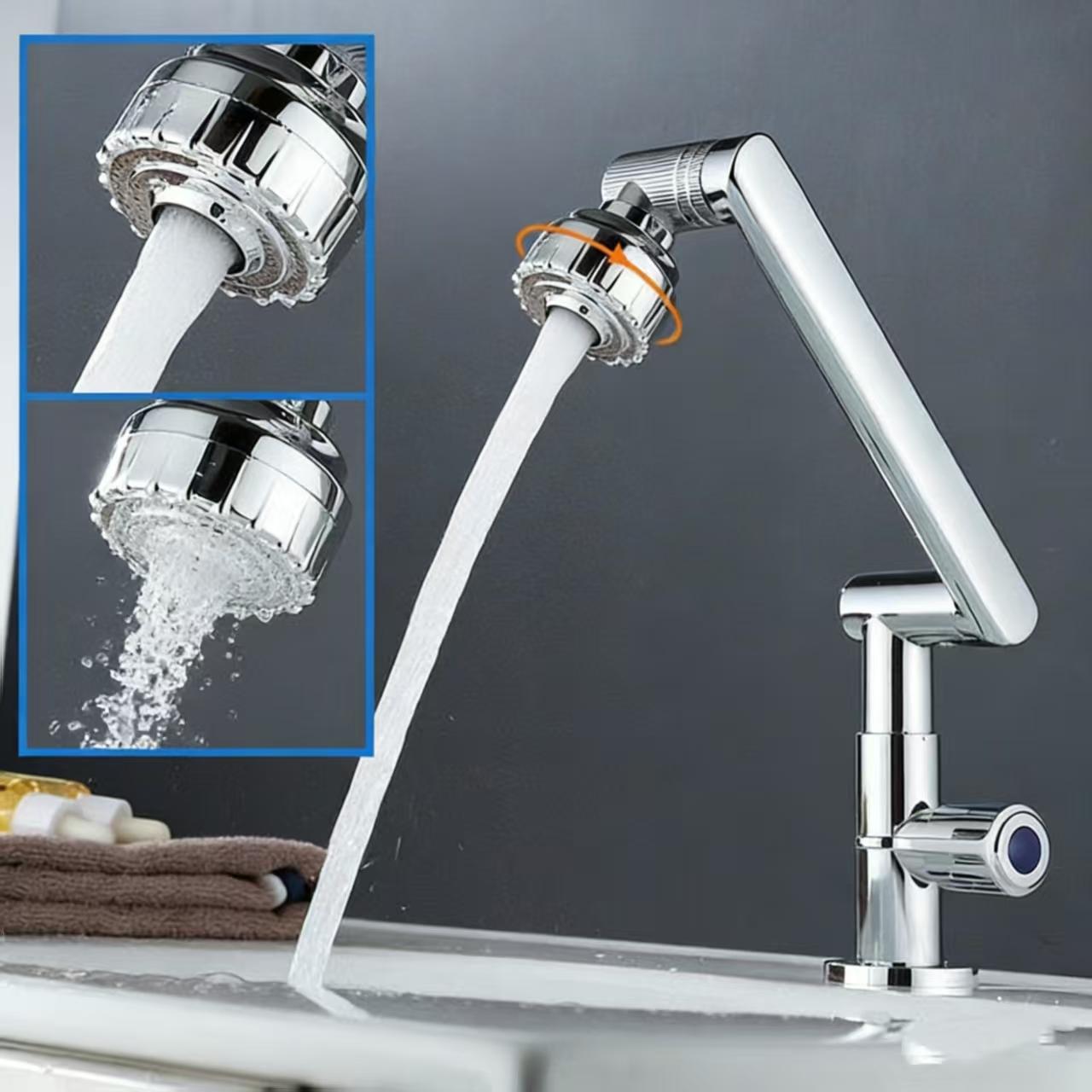 1080° Rotating Single Cold Water Faucet, Two-Tier Flow Mode, Universal Rotation, Ideal for Bathroom Sink and Kitchen Faucet