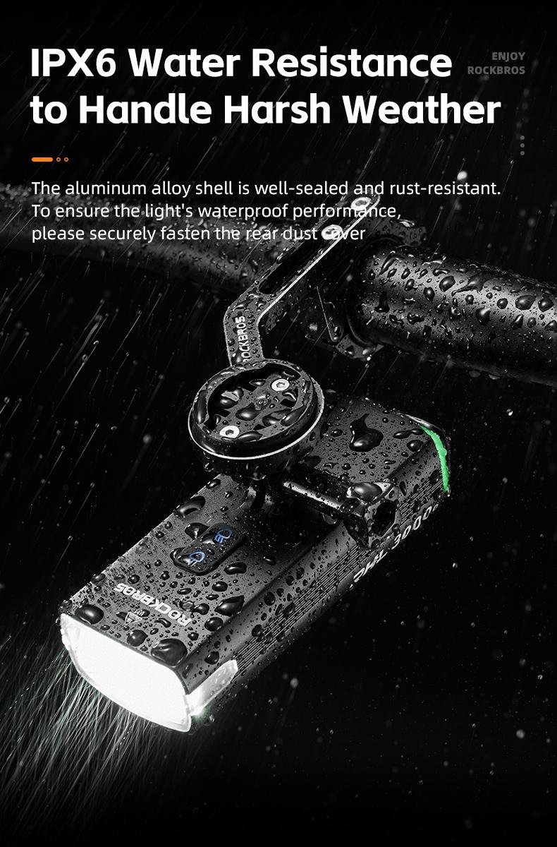 ROCKBROS 3000 Lumens USB-C Bike Light with 10000mAh Battery