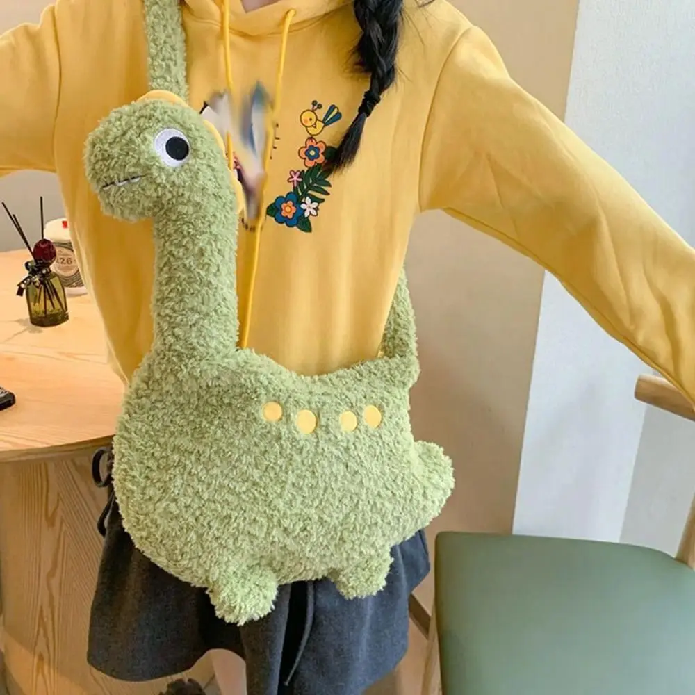 Lightweight Zipper Long Neck Dinosaur Bag Solid Color Cartoon Crossbody Bag Large Capacity Shoulder Bags Holiday