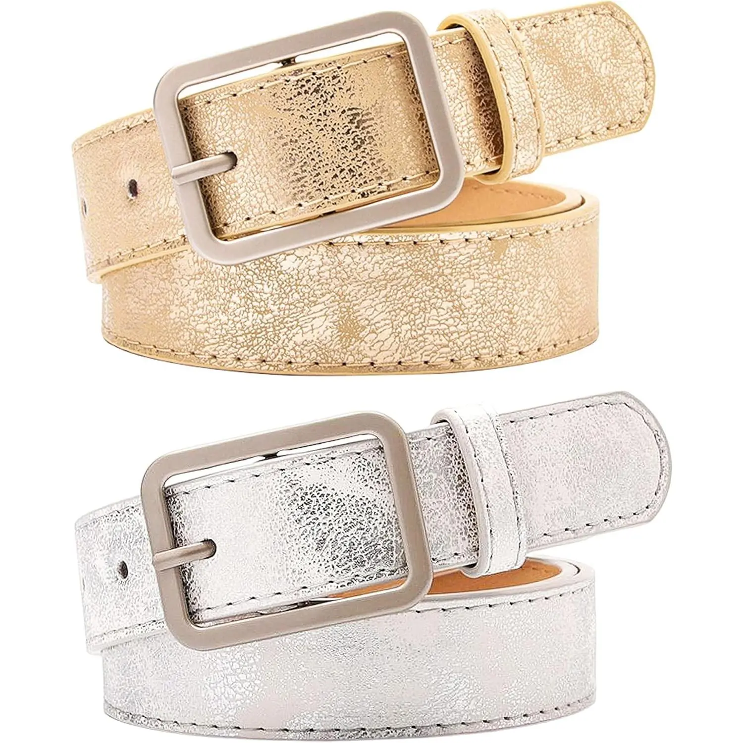 Women Bling Belts Shiny Gold Silver Leather Belt Club Party Jeans Pants Dresses Belts