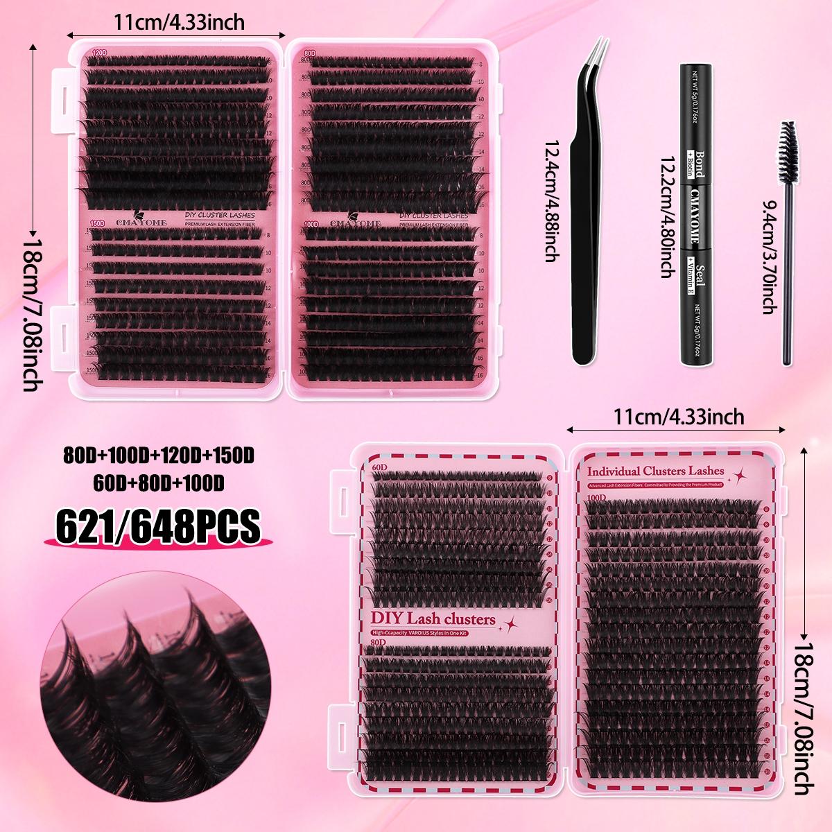 Slender and Soft False Eyelashes, DIY Volume Eyelashes, Multi-Functional Eyelash Book 60D–150D with Mixed Natural Thick Eyelash Clusters Extensions (8mm–16mm), D Curl Lashes for Daily Makeup, Charming Eyes, Beginner-Friendly Reusable #GLOBAL PICKS