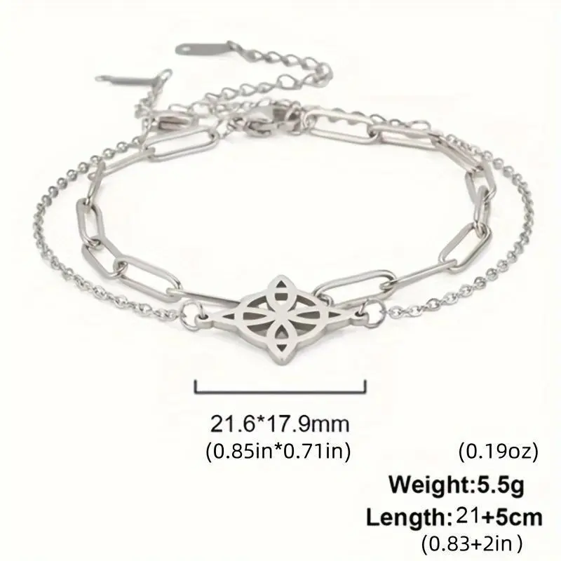 1pc Unisex Retro Bohemian Stainless Steel Witch-Celtic Knot Beaded Ankle Accessory, Summer Beach Chain Jewelry Anklets, Fashion Pendant Jewelry Gift for Mom, Girlfriend (Birthday, Anniversary)