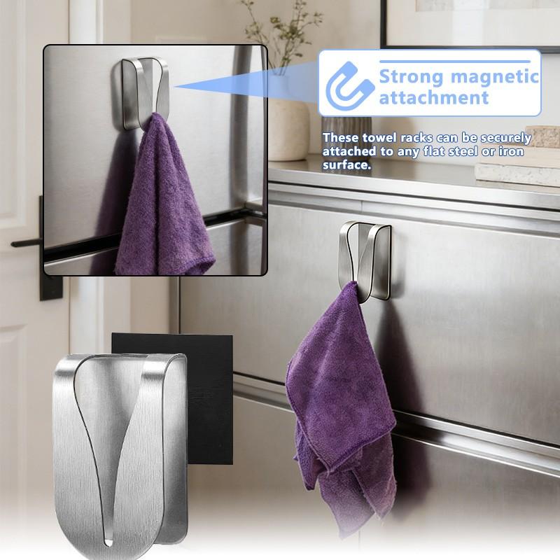 Magnetic Towel Rack, Self-Adhesive Stainless Steel Towel Hook Wall Mount, Bathroom Storage Shelf, Durable and Easy to Install