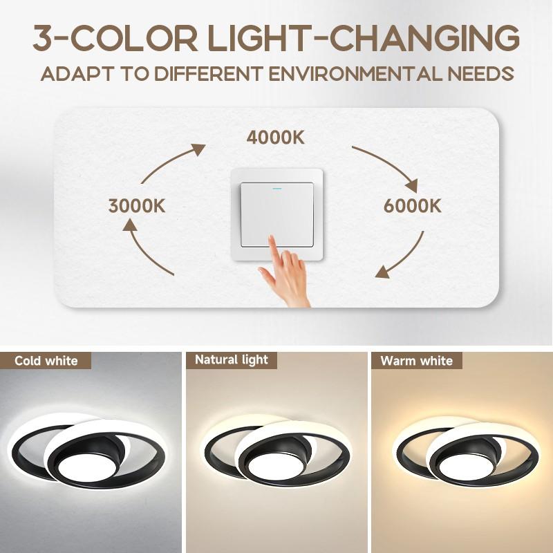 Modern LED Ceiling Light, Adjustable Dimmable Half-Inset Lighting, Home Decor Lamp for Kitchen Bedroom Living Room, Perfect Gift, Adjustable Dimming