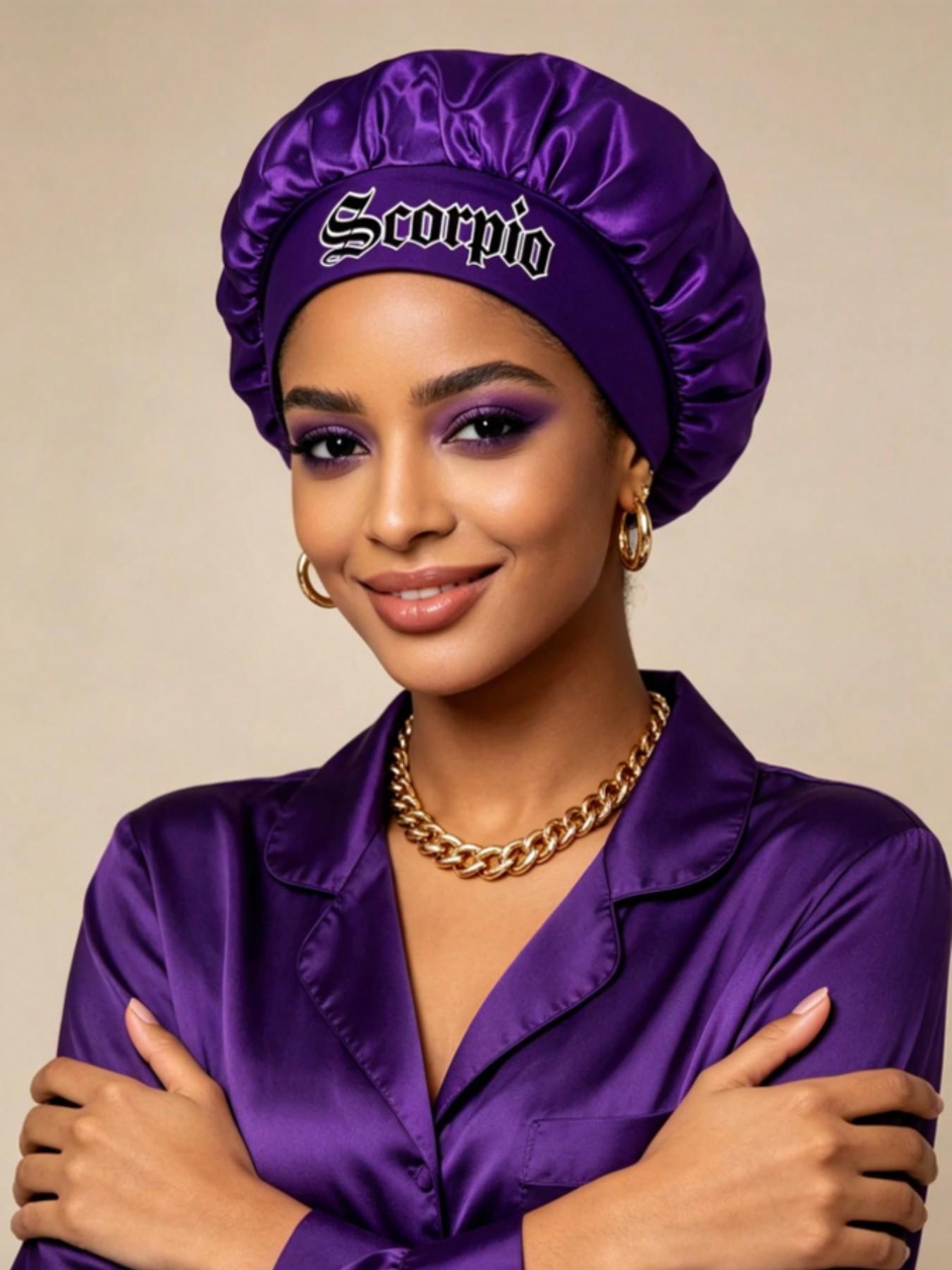 12 Constellations Smooth Satin Daily Hair Care Sleep Cap, Sleeping Bonnet, Lightweight & Breathable, Hair Protection & Friction Reduction, Anti-Frizz, Anti-Tangle, Unisex Hat, Sleep Bonnets