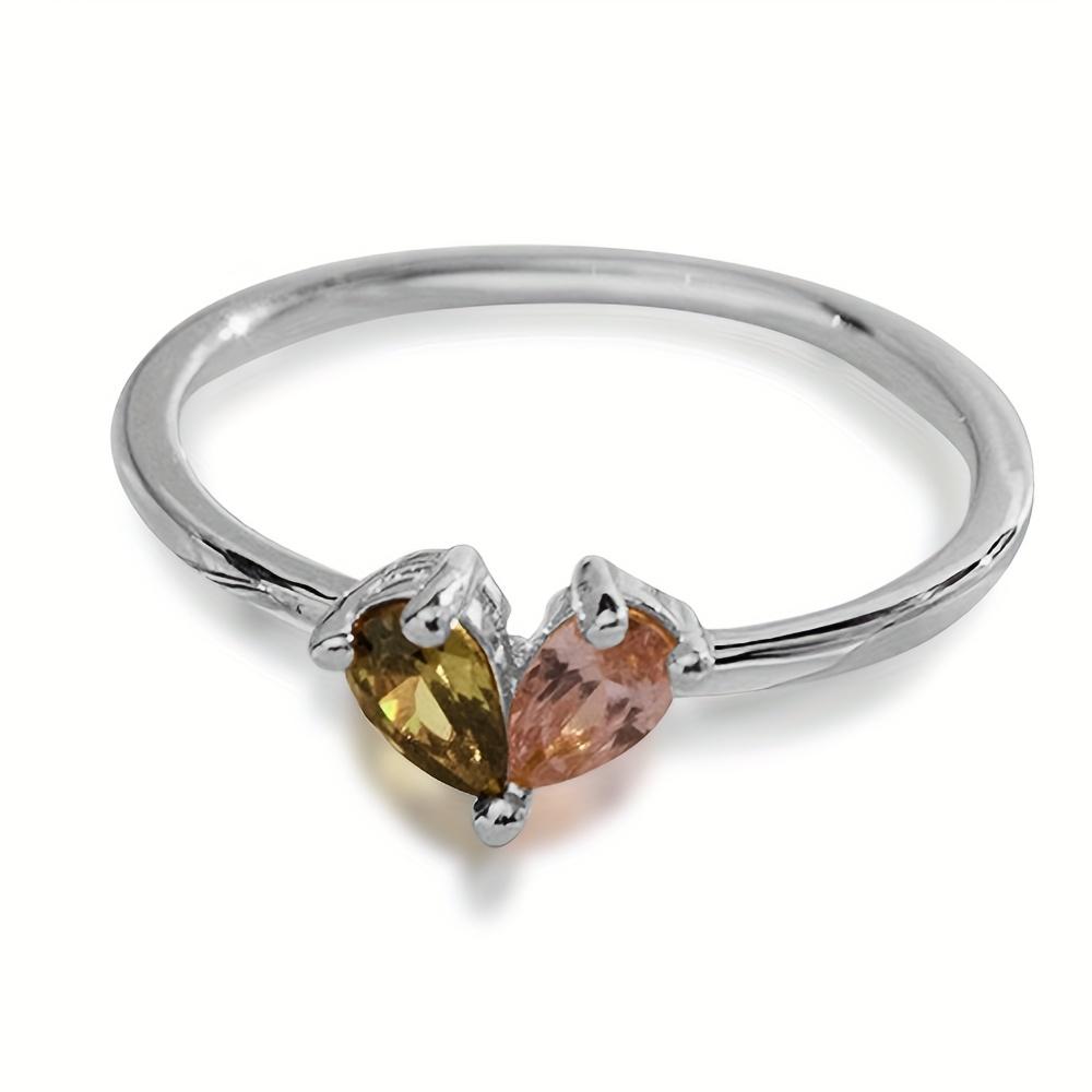 1pc Classic Fashion Women's Personalized Custom Heart-Shaped Birthstone Ring, Mother's Jewelry Valentine's Day Gift, Can Be Inlaid with Synthetic Cubic Synthetic Zirconia for Birthdays, Suitable for Daily Wear and Gifting, Birthday Gift, Christmas