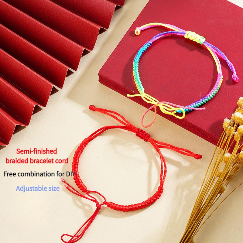 Lucky Red Braided Rope Bracelet, DIY Semi-Finished Hand Cord for Beads & Pendants