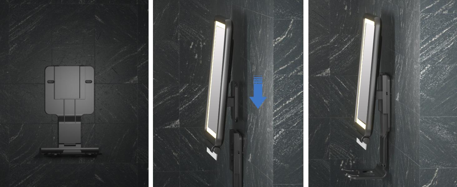 Shower Mirror Fogless for Shaving with Squeegee to Keep Clean or Remove Foggy Mess, Fogless Mirror for Shower Two Mounting Solution, Dimmable Lighting
