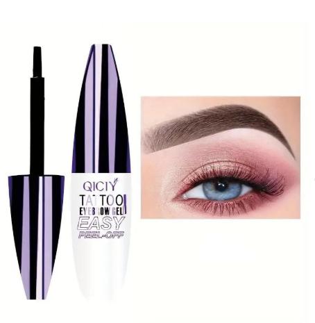 Easy Peel-Off Eyebrow Gel - Waterproof & Sweatproof, Long-Lasting Black or Brown Tattoo Tint, Film Forming, Medium Coverage for All Skin Types