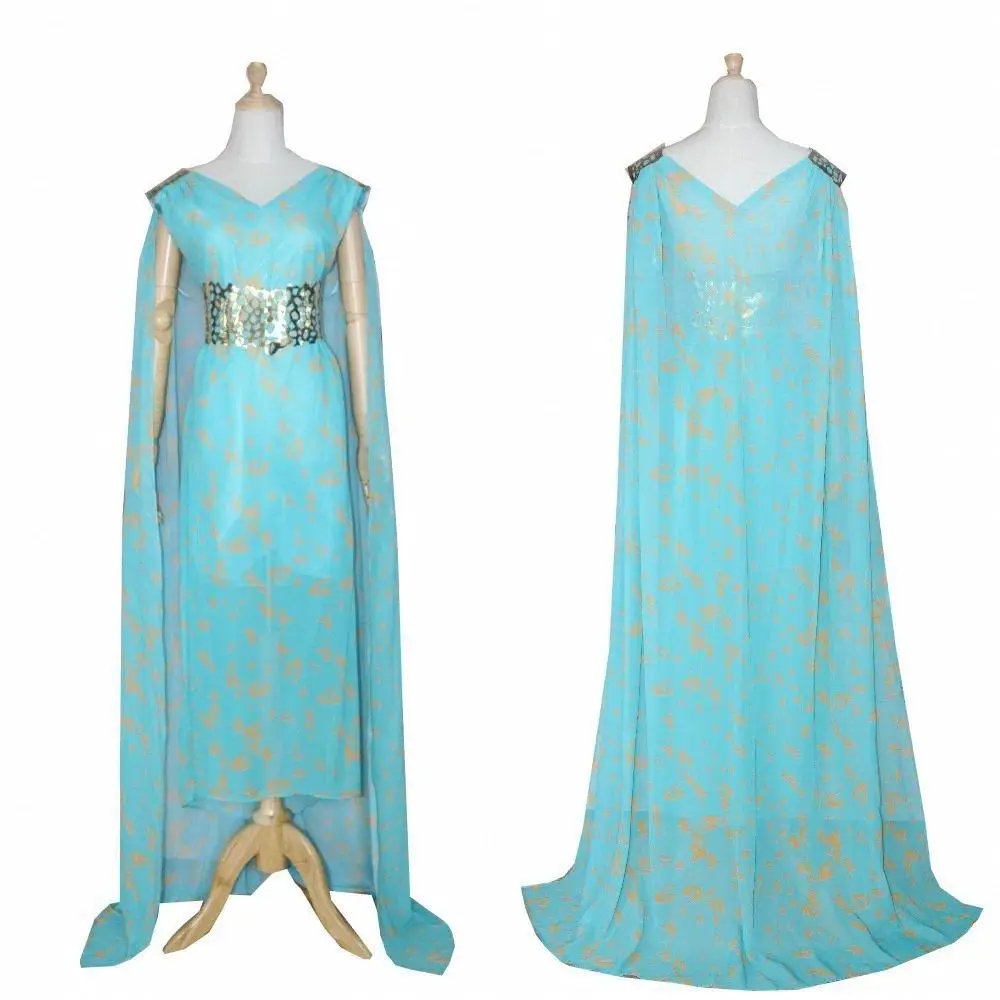 Women Daenerys Cosplay Halloween Costume Tv&Movie Role Play Fancy Long Dress for Male Party Carnival or Masquerade Dress Up Wear