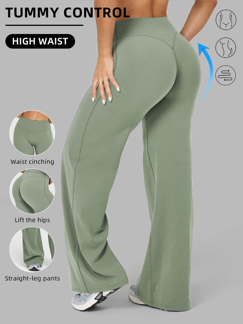 Women's High Waisted Elastic Wide Leg Pants, Loose Straight Fit, Perfect for Yoga and Pilates, Comfortable Daily Wear, Athleisure Style Bottoms