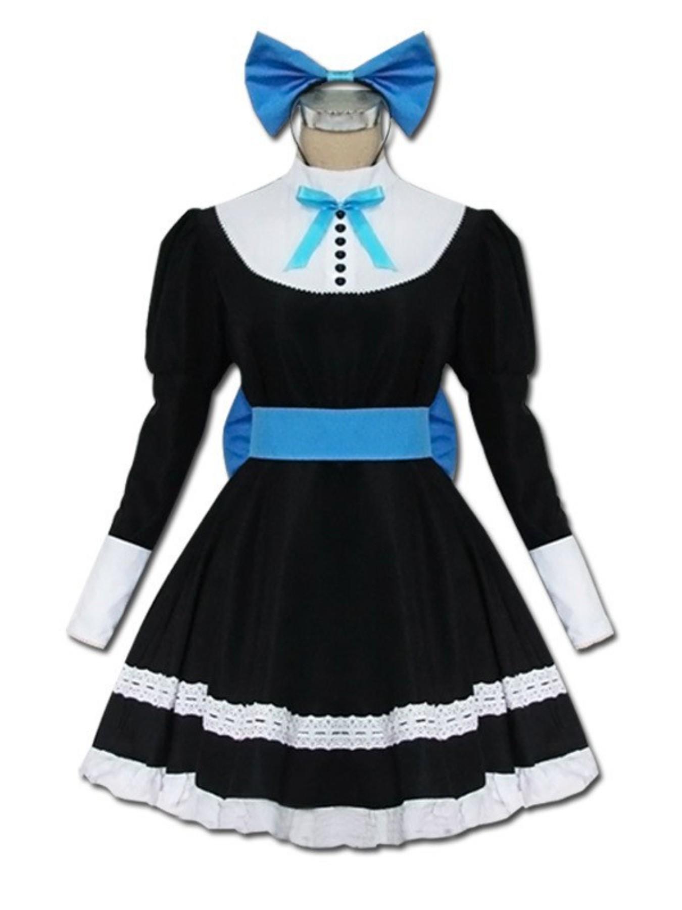 Anime Panty & Stocking with Garterbelt Younger Sister Anarchy Stocking Cosplay Costume Gothic Maid Lolita Dress Long Socks