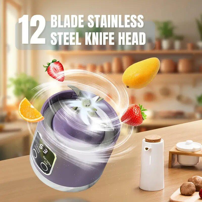 Portable 15.22oz USB Rechargeable Personal Blender with LED Display, Durable ABS Material, Perfect for Smoothies & Juices, Home Kitchen Essential