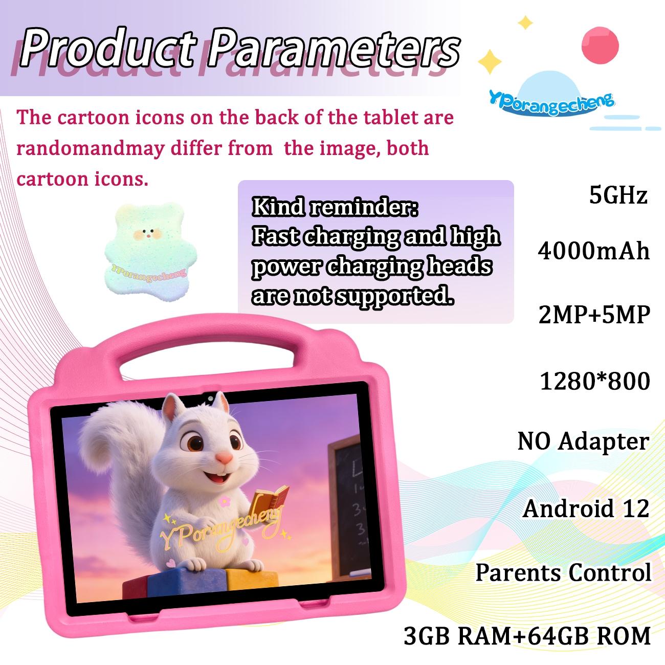 10.1 Inch Tablet for Students Children, Supports 5g WiFi Learning Entertainment, this upgraded 10.1-inch tablet offers 5G WiFi for fast and smooth learning and play, dual rear, front cameras for versatile shooting, a included protective case ,gift for kid
