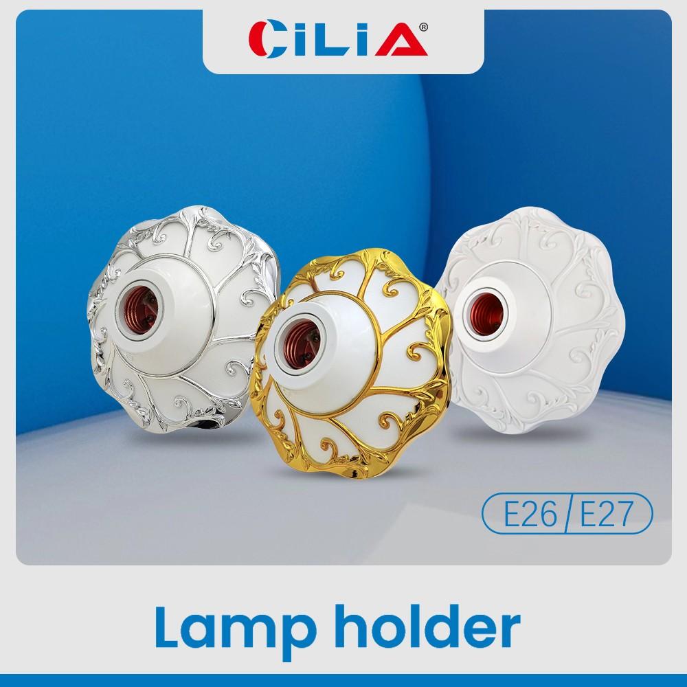 E26/E27 Bulb Socket Adapter, Silver Carved Decorative Lamp Base, Home Office Industrial Use, Wenzhou Manufacture
