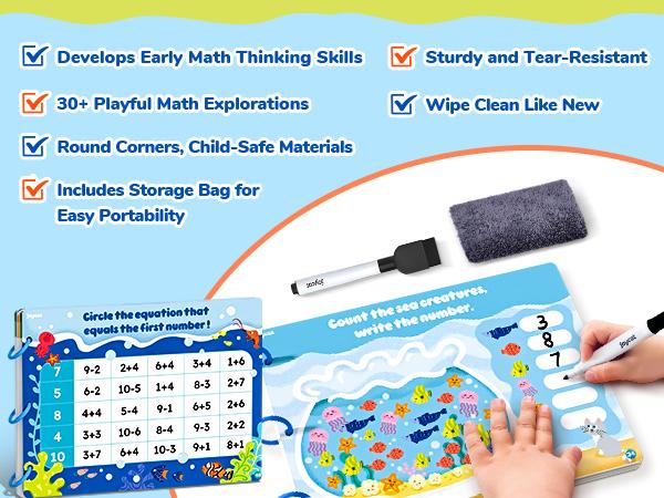 JoyCat Preschool Handwriting Practice Toys, Math Workbooks, Seek & Find Game, Reusable Math Montessori Toys, Letters and Numbers Tracing Workbooks, Learning Activities