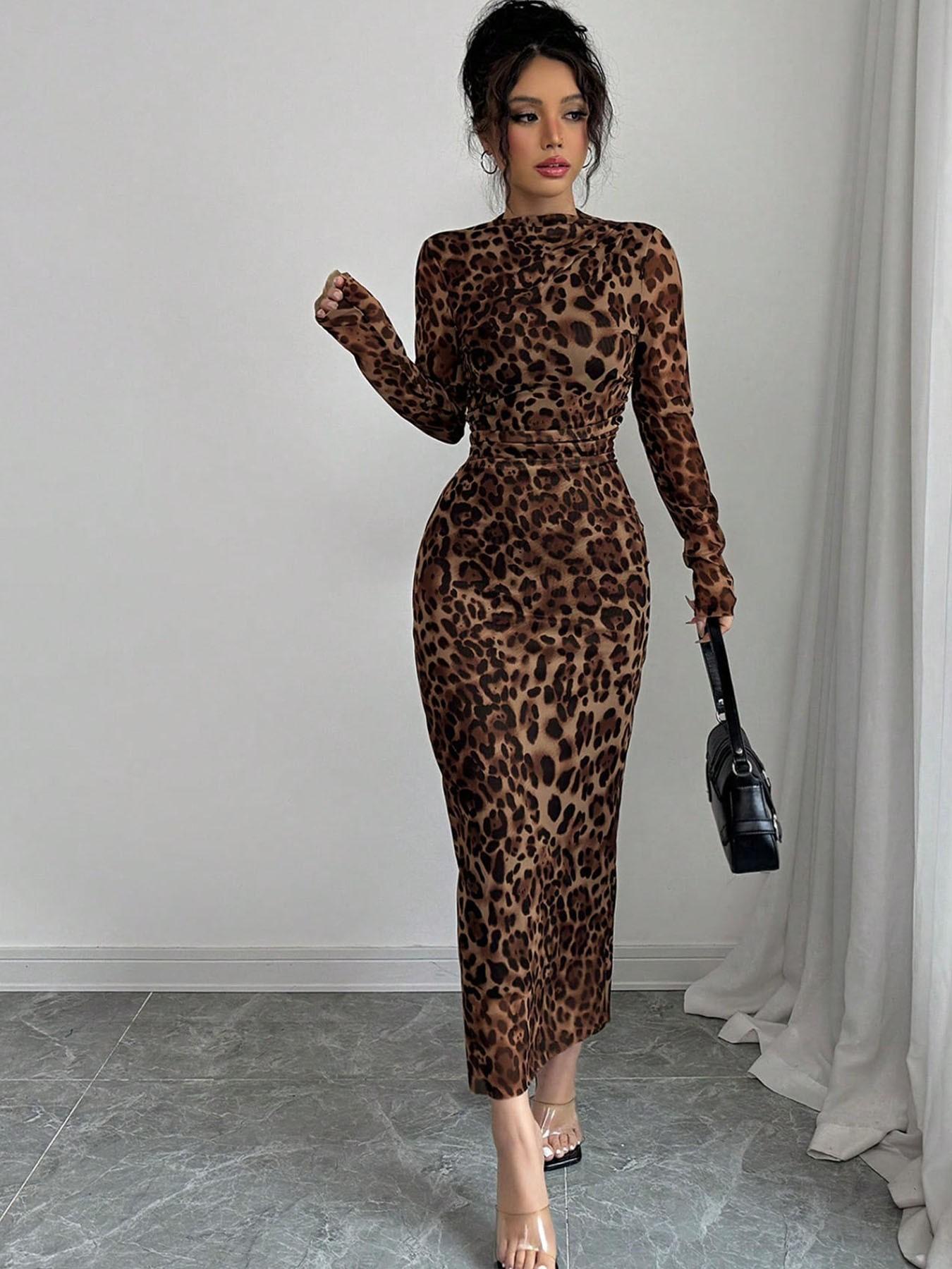 Elegant Chic Leopard Print Mesh Ruched Bodycon Formal Party Dress for Women, Spring Valentine's Day, Sexy Long Sleeve, Fall Fashion Fabric Womenswear - TikTok Shop Elegant Chic Leopard Print Mesh Ruched Bodycon Formal Party Dress for Women, Spring Valentine's Day, Sexy Long Sleeve, Fall Fashion Fabric Womenswear - TikTok Shop