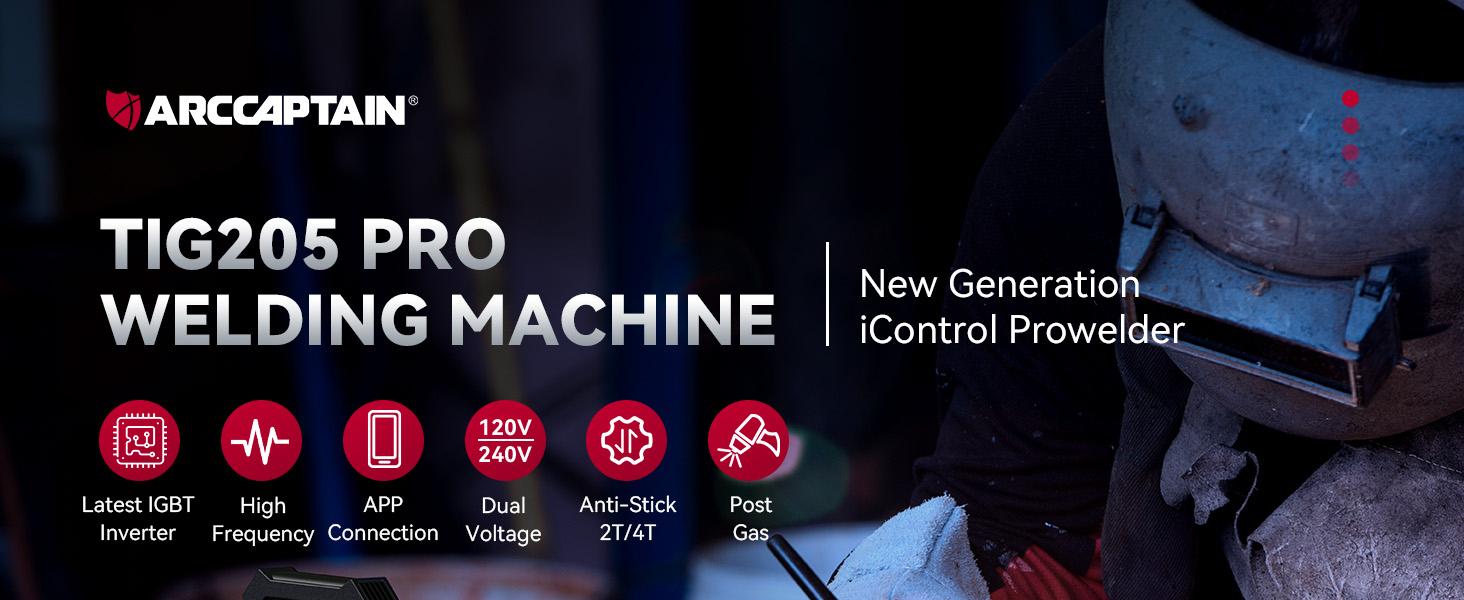 ARCCAPTAIN TIG205 Pro DC TIG Spot Cold Welder Heavy Duty Tool Kit Metal Tool  Best DC TIG Machine for Pipe Welding, Industrial-grade level