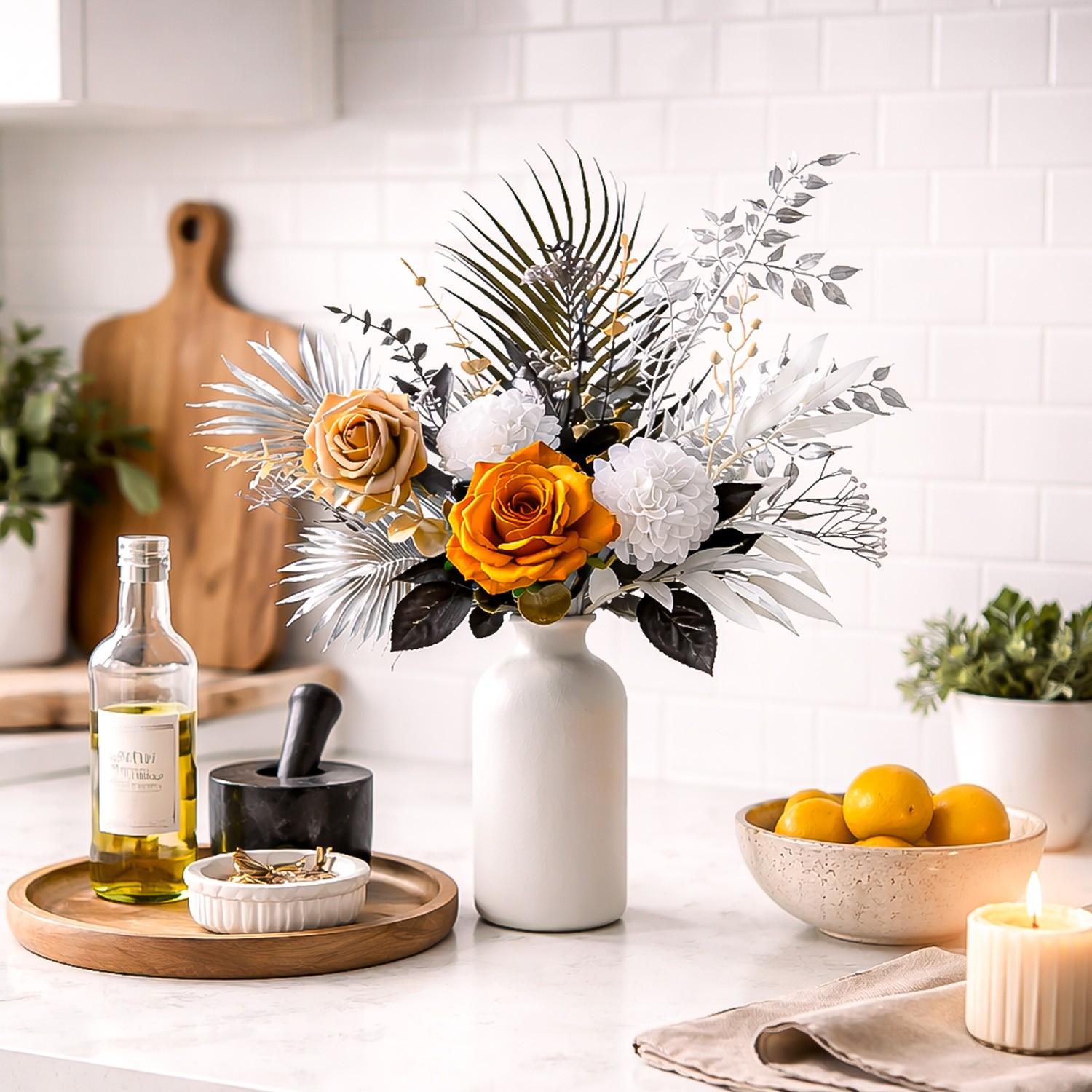 1 Set Color Block Artificial Flower Arrangement, High Contrast Home Decor, Living Room Entryway Table Accent, Creative Colorful Decoration