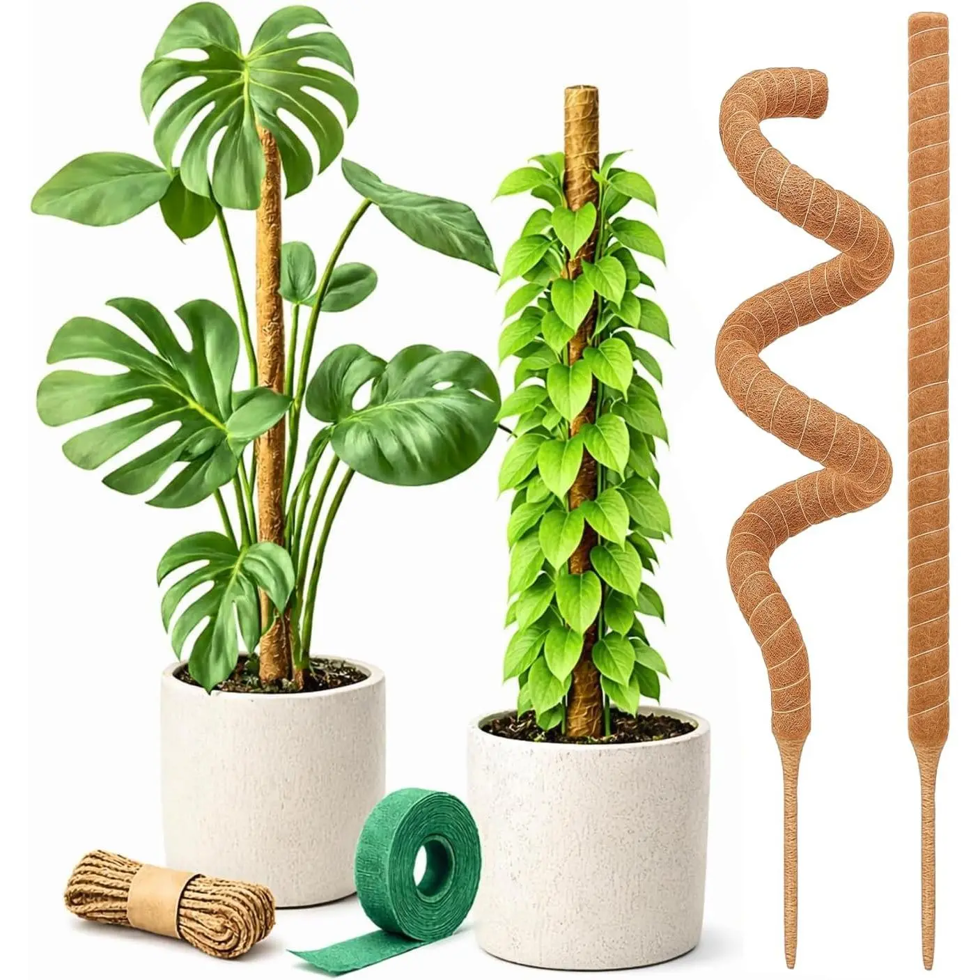 29" Moss Pole Monstera Plant Support, Indoor Plant Stakes (2 Pack) | 2 Pack Bendable Stakes Prevents Climbing Plants from Flopping