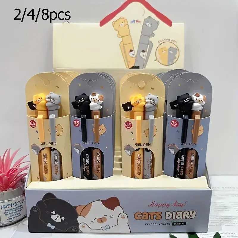 Cute Cat Gel Pens, gel pen set, stationery supplies, Writing Pens, Aesthetic Ink, Perfect Gift for Cat Lovers, Daily Office Use, Beautiful Gifts, Christmas, Valentine's Day, New Year