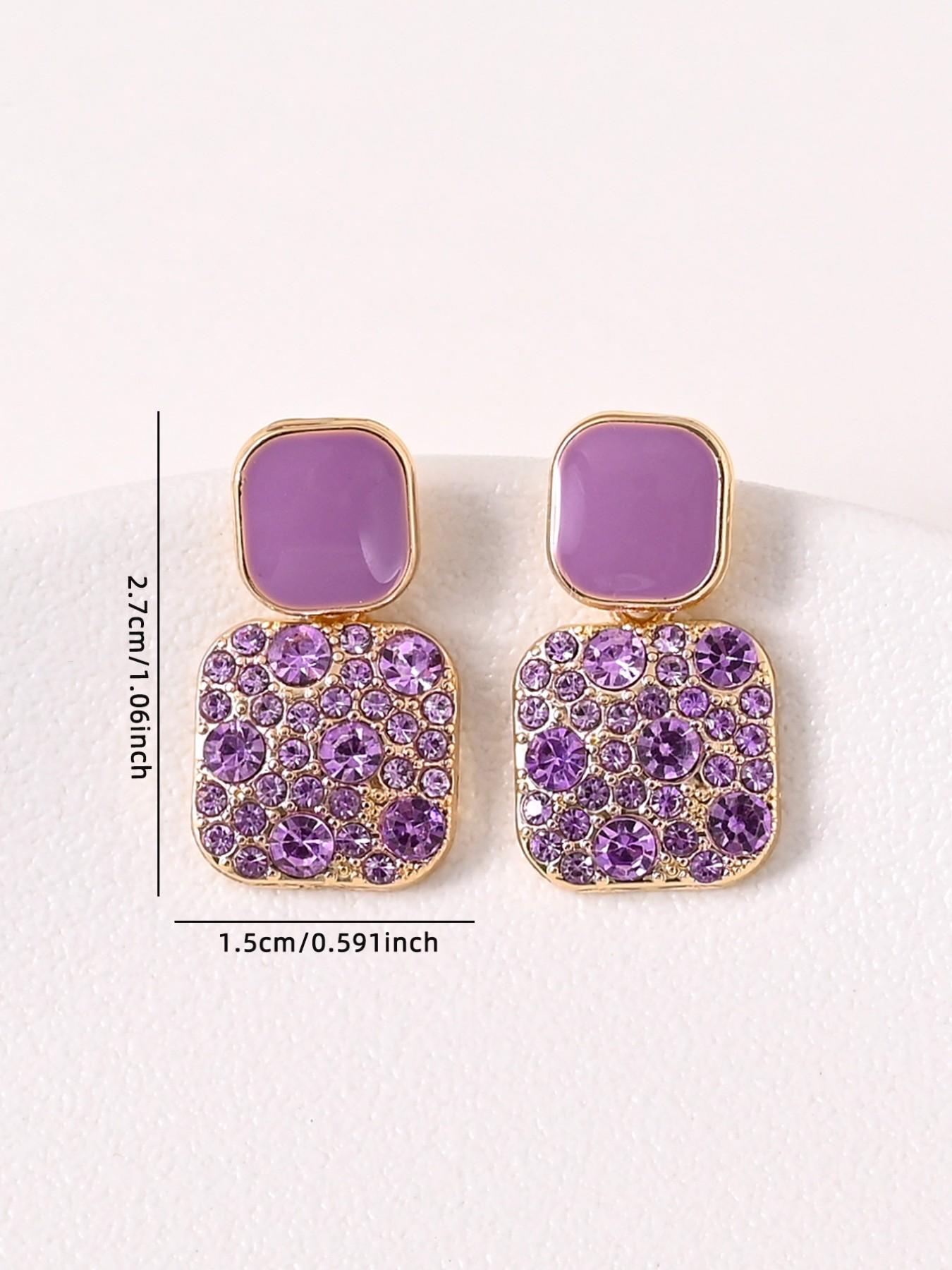 Luxurious Rhinestone Drop Earrings, Elegant Square Design, Perfect for Daily Wear, Office, Parties, Wedding Jewelry, Ideal Gift