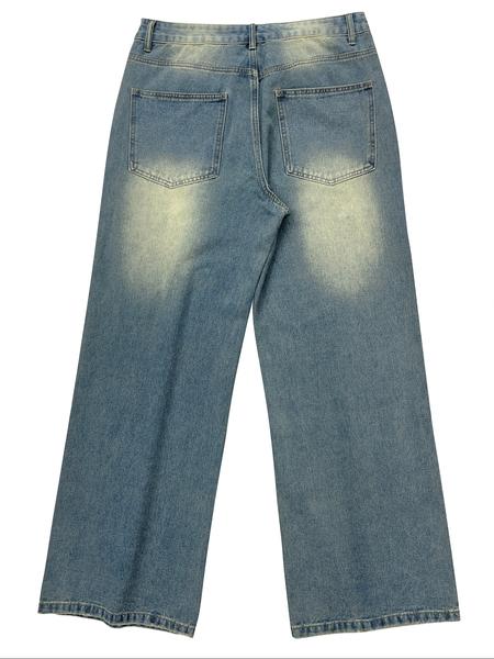 Men's Loose-Fit Ombre Denim Jeans, All-Season Street Style, Zipper Fly Closure, Moderate Fabric Thickness, Vintage Y2K Design, Streetwear