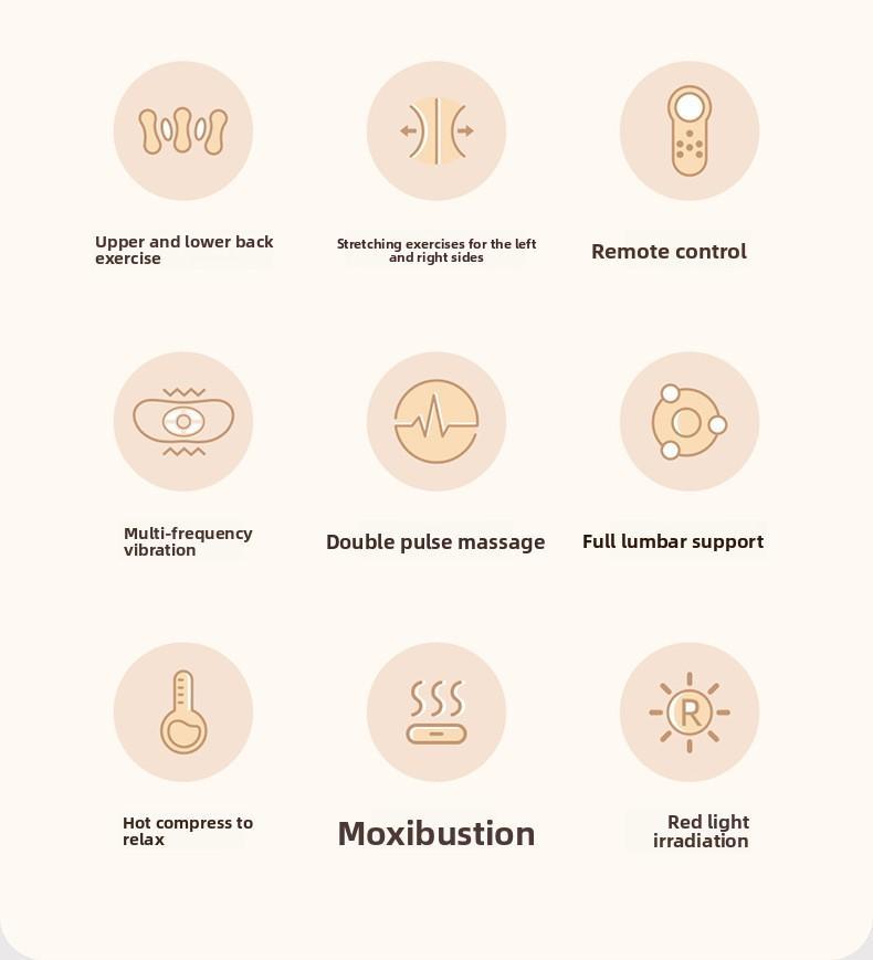 Waist massager Intelligent pulse traction lumbar vertebra Waist heating vibration Inflatable relaxation lumbar massager EMS pulse + red light + wormwood hot compress, pulling exercise waist back, multi-frequency vibration