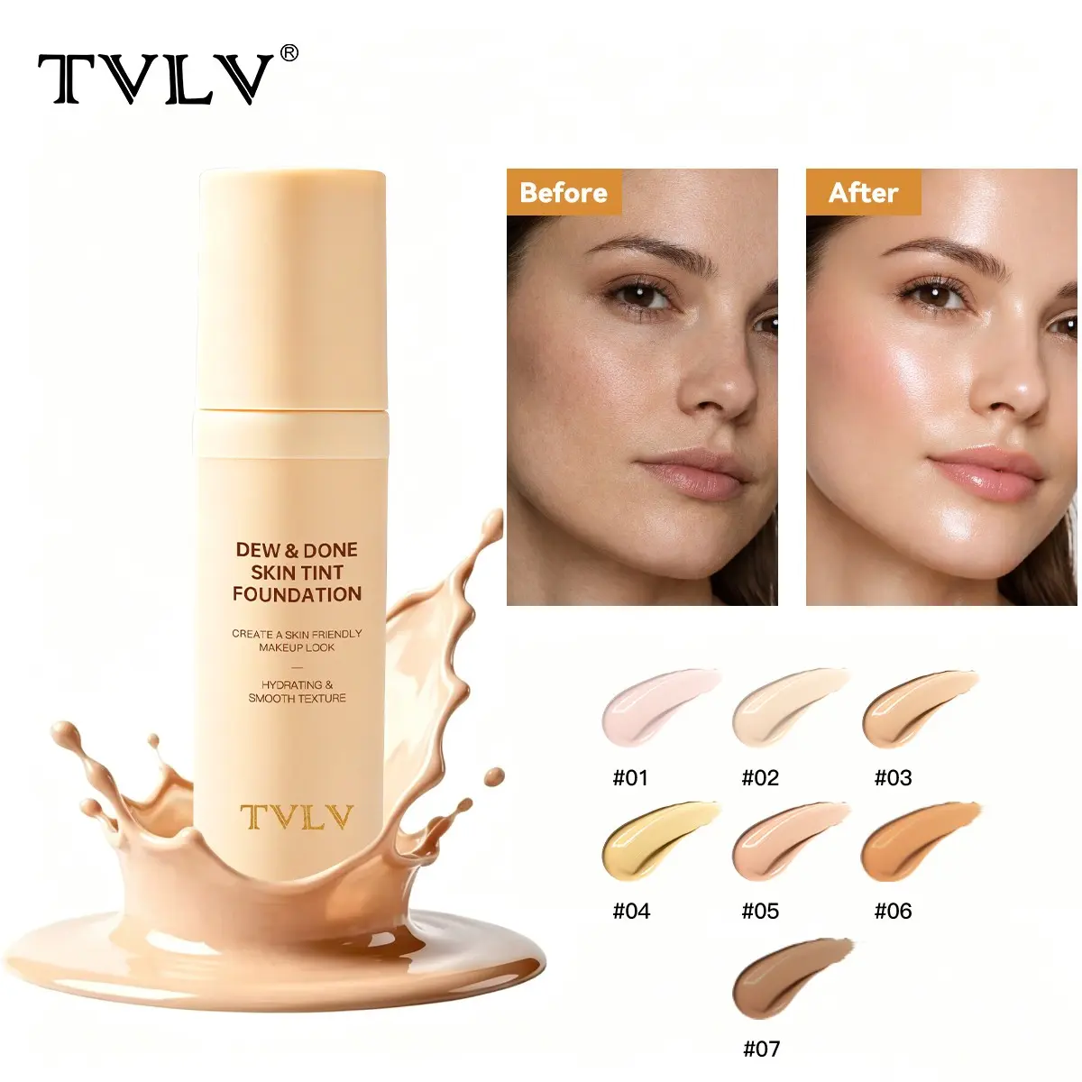 Colored Moisturizing Foundation Liquid, Suitable for All Skin Types, 30ML, Makeup Product, Strong Hydration, Back-To-School Season