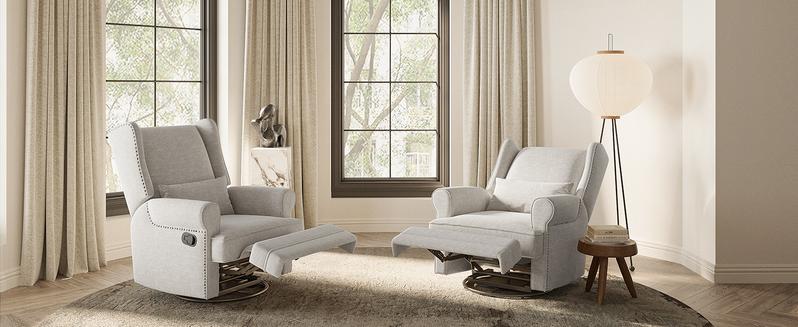 RoyalCraft Swivel Recliner Chair with Adjustable Back and Footrest, Upholstered Glider Rocker with Pillow, Accent Armchairs with Carbon Steel Base,Comfy Nursery Rocking Chair for Living Room, Bedroom RoyalCraft Swivel Recliner Chair with Adjustable Back and Footrest, Upholstered Glider Rocker with Pillow, Accent Armchairs with Carbon Steel Base,Comfy Nursery Rocking Chair for Living Room, Bedroom