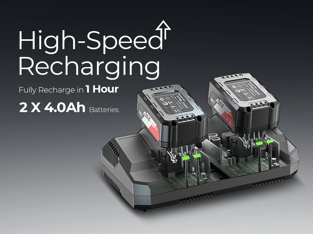 【5-year warranty】DongCheng 650 CFM Cordless Leaf Blower, 40V Battery Powered Blower with 2 * 4.0Ah Batteries & Charger, High-Efficiency Brushless Motor for Sidewalks, Driveways, Town Care, Blowing Leaves and Snow Heavy Duty