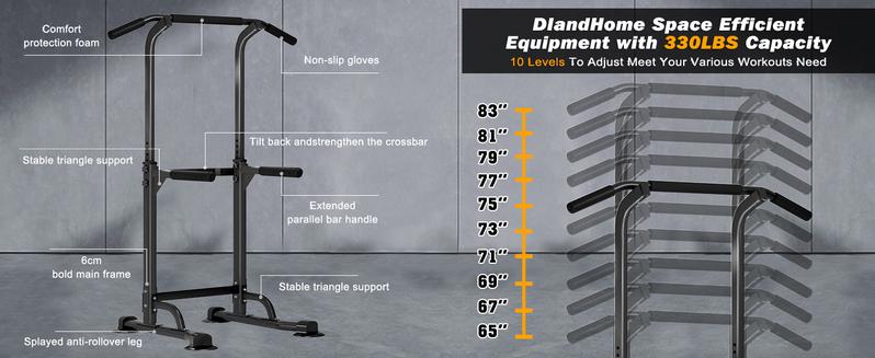 Space Saving 5-in-1 Home Gym: Adjustable Pull Up Bar, Dip Station & Push Up Stand - Full Body Workout Equipment for Men & Women