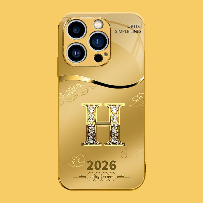 Suitable for [iPhone 14 Pro Max] high-end phone case🤩，choose from 26 letters of the English alphabet, each with an exquisite auspicious cloud pattern to bring you good luck YM99