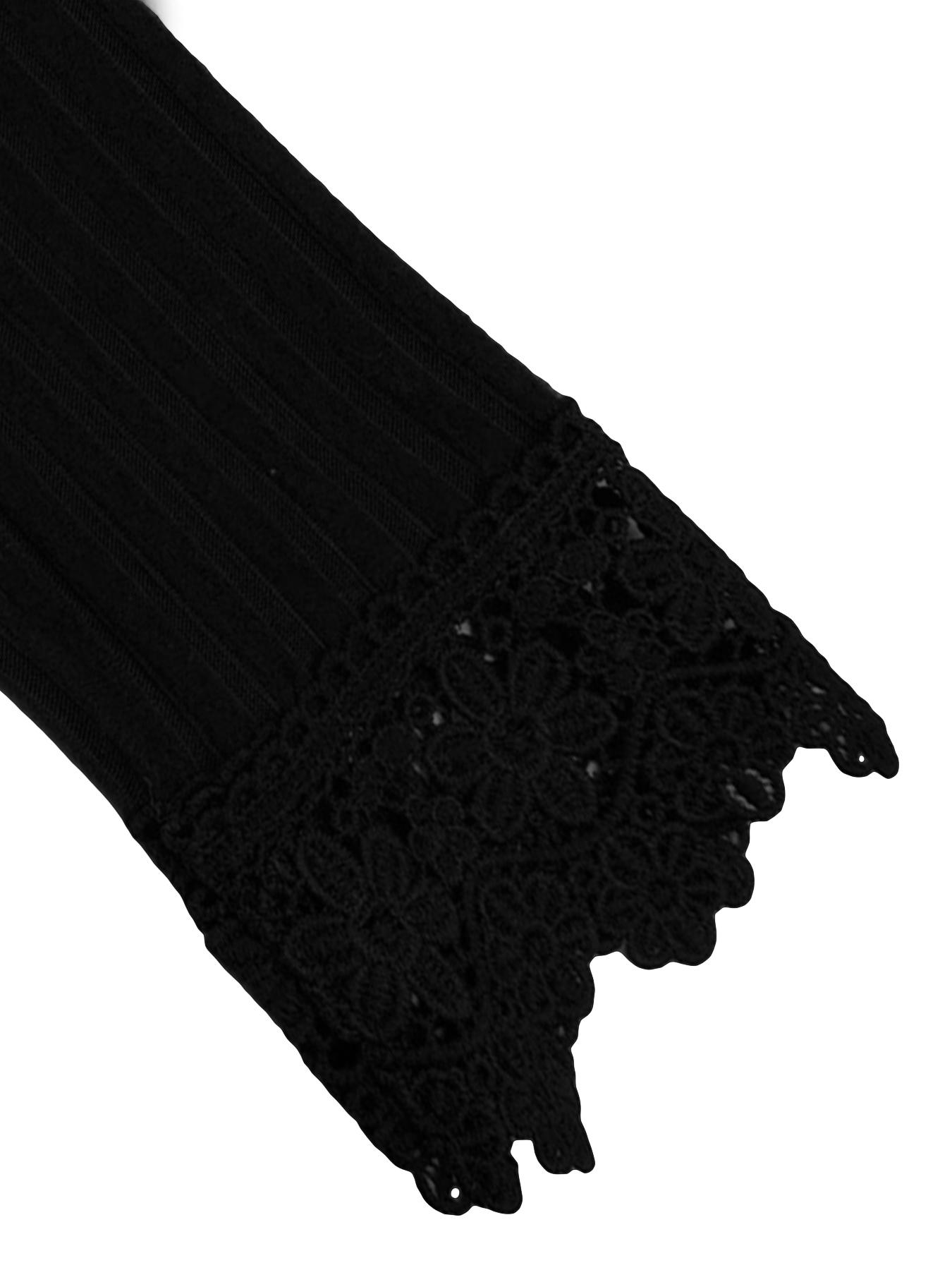 Women's Contrast Lace Open Front Longline Coat, Casual Long Sleeve Ribbed Outerwear for Spring & Fall, Ladies Clothes for Daily Wear