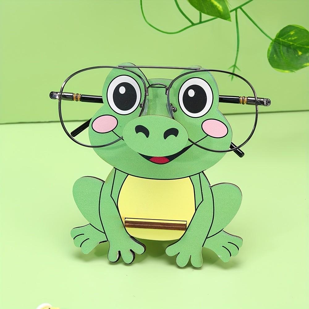 1 wooden glasses display stand - cartoon frog design, durable glasses stand, suitable for home and office decoration, cute frog glasses stand, frog decoration