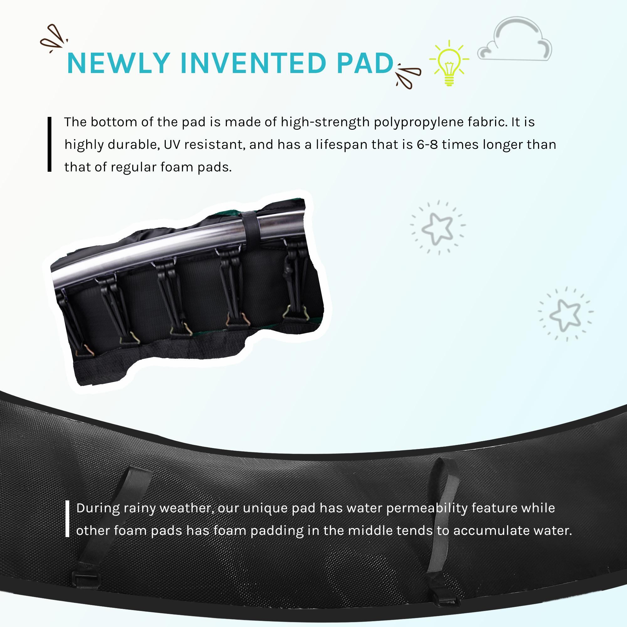 6FT/8FT/10FT/12FT/14FT Springless Trampoline for Kids & Adults – Outdoor Bungee Cords Design, Anti-Rust Frame, No-Gap Zipper, 330 lbs Weight Capacity