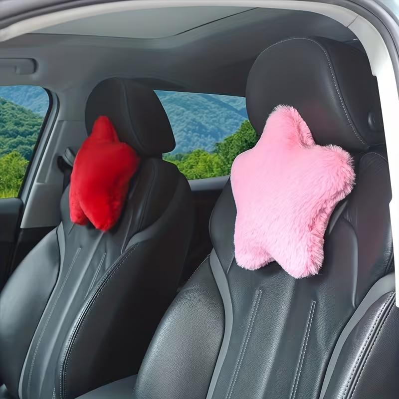 Plush Star Car Pillow, Cute Decorative Cushion, Soft Comfortable Headrest Lumbar Support, Universal Vehicle Interior, Office Home Use
