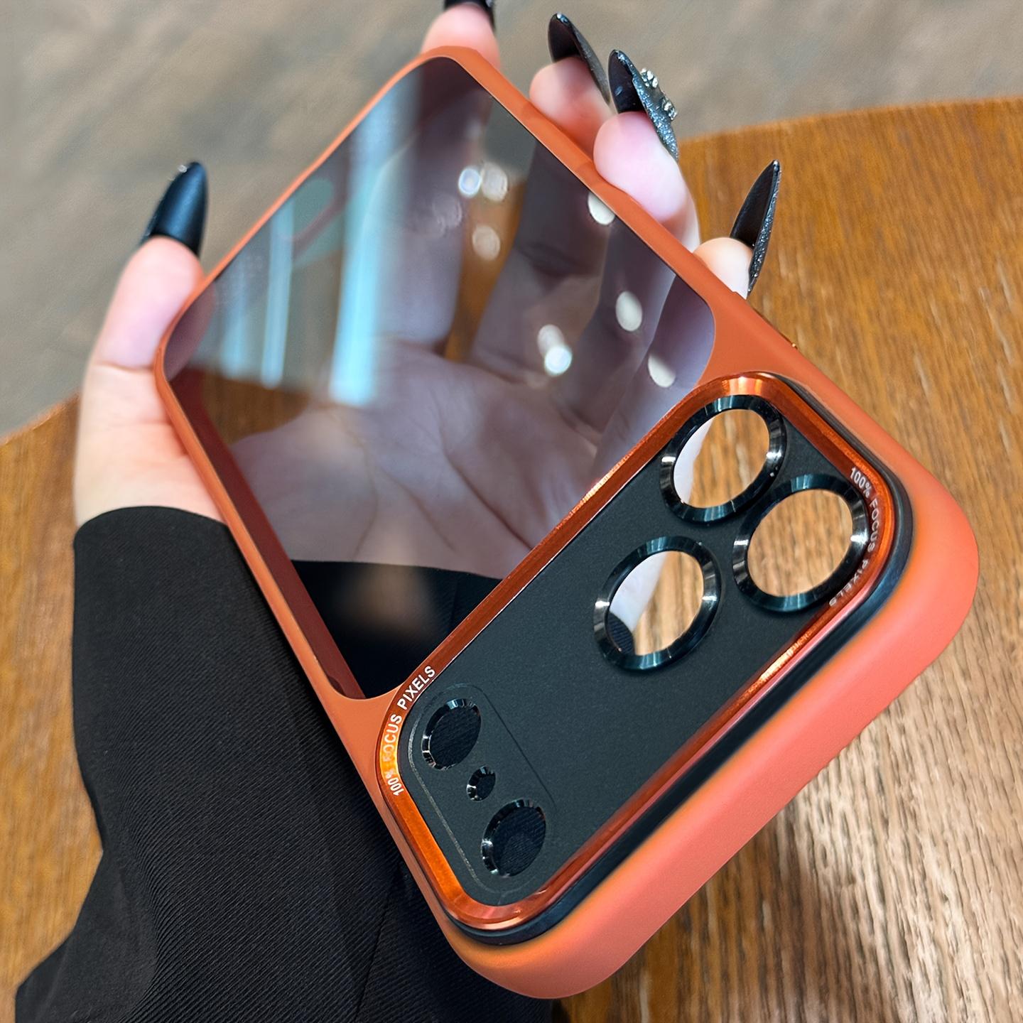 Luxury High-quality Translucent Metal Lens Frame Protective Case for iPhone 17 Pro Max ,17 Air ,17 Pro,17,16,16Pro,16 ProMax,15,15Pro,15 ProMax, 14 14Pro Max Simple and Stylish Case for Men Women Acrylic Hard Case,Minimalist Design, Premium Construction