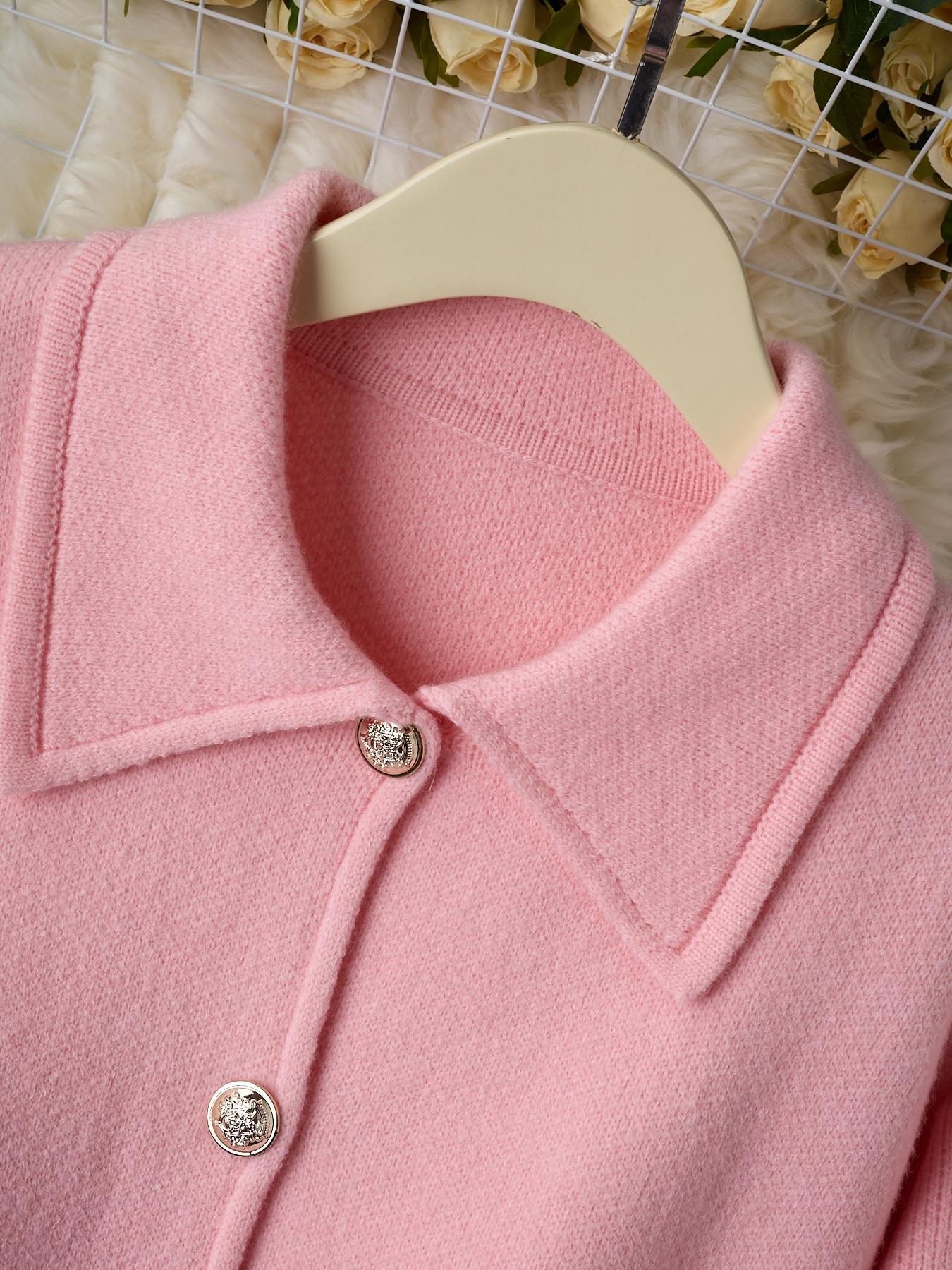 Elegant Women's Knit Cardigan, Short Sweater Coat, Lapel Collar, Ribbed Cuffs & Hem, Buttoned Design, Perfect for Fall & Winter