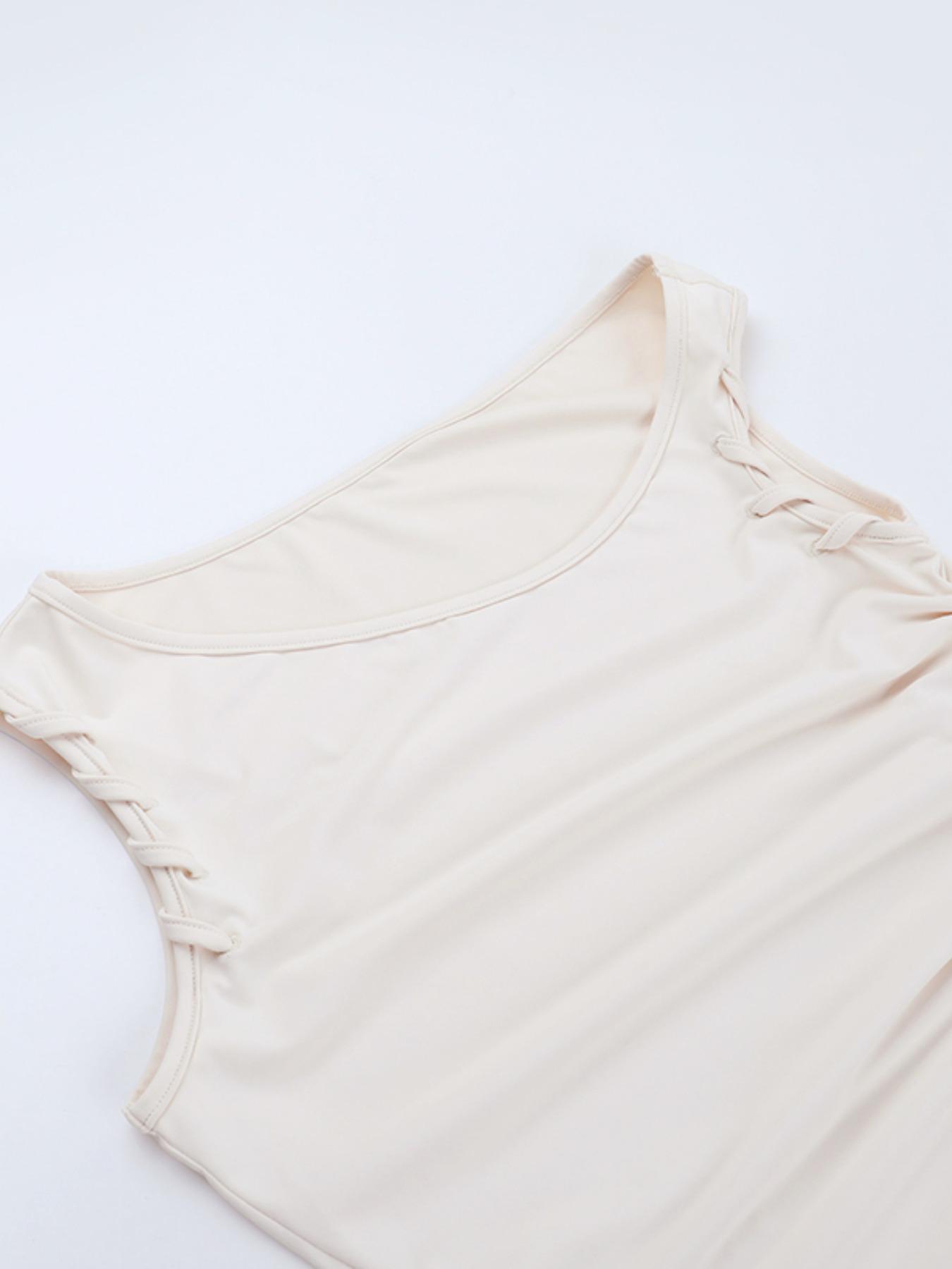 Women's Eyelet Lace-Up Off-Shoulder Top & Skirt Set, Casual Summer, Elegant Design, Perfect for Daily Wear