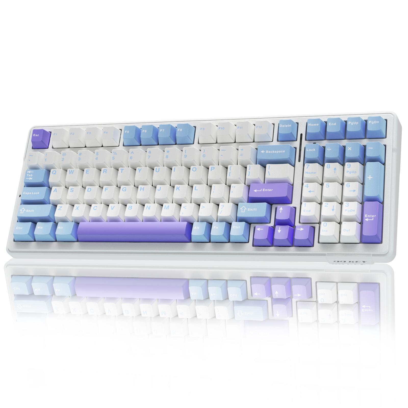 AULA F99 Wireless Mechanical Gaming Custom Keyboard, Numpad Tri-Mode BT5.0/2.4GHz/USB-C Gasket Hot Swappable, Pre-lubed Linear Switches, RGB Backlit Keyboard for Office Computer rainbow backlit Purple Creamy Budget Keyboard TikTokShopfalldealsforyou