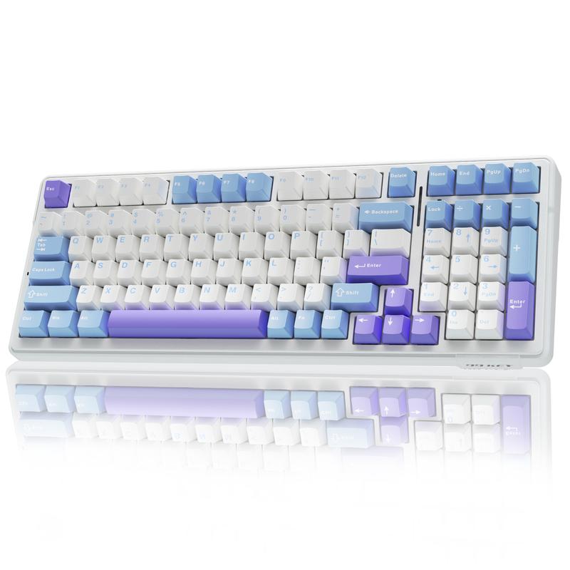 AULA F99 Wireless Mechanical Gaming Custom Keyboard, Numpad Tri-Mode BT5.0/2.4GHz/USB-C Gasket Hot Swappable, Pre-lubed Linear Switches, RGB Backlit Keyboard for Office Computer rainbow backlit Purple Creamy Budget Keyboard TikTokShopfalldealsforyou