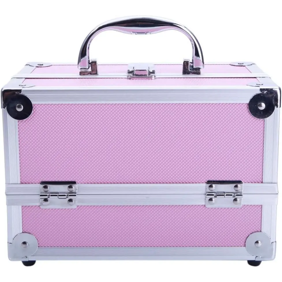 Makeup Train Case Portable Cosmetic Organizer Travel Large Storage Capacity with Mirror Lock Suitcase for Artist, Makeup tools, Craft Makeup Box