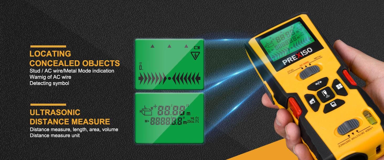 #BlackFriday PREXISO 5-in-1 Stud Finder with Laser Level Marking & Ultrasound Distance Measure - Wall Scanner Beam Finders for Dry Interior Walls, Metal Studs - Area, Volume, Addition | Wood, AC Wire Detector #BlackFriday PREXISO 5-in-1 Stud Finder with Laser Level Marking & Ultrasound Distance Measure - Wall Scanner Beam Finders for Dry Interior Walls, Metal Studs - Area, Volume, Addition | Wood, AC Wire Detector